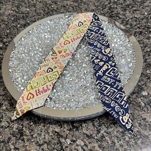 Coach poppy blue and White Graphic Ribbon twilly Scarf retired